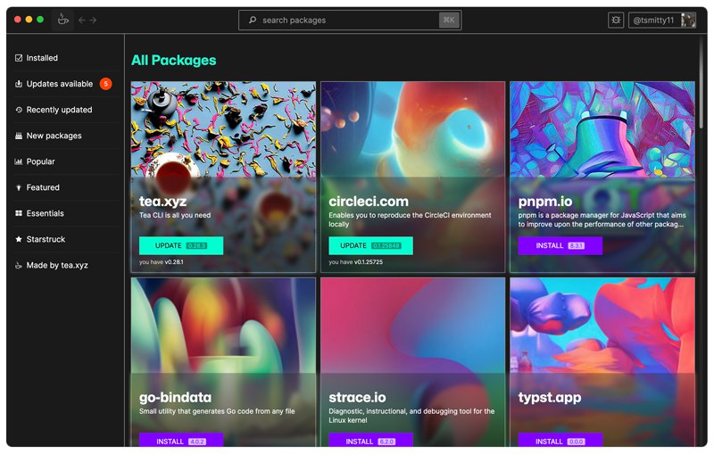 #mac #软件适合MAC的可视化包管理器，可让您快速浏览、安装和更新开源软件现在，除了在WIN上使用的WingetUI开源软件管理外，tea为MAC提供了类似的服务它可一键安装您想要的任何软件包版本