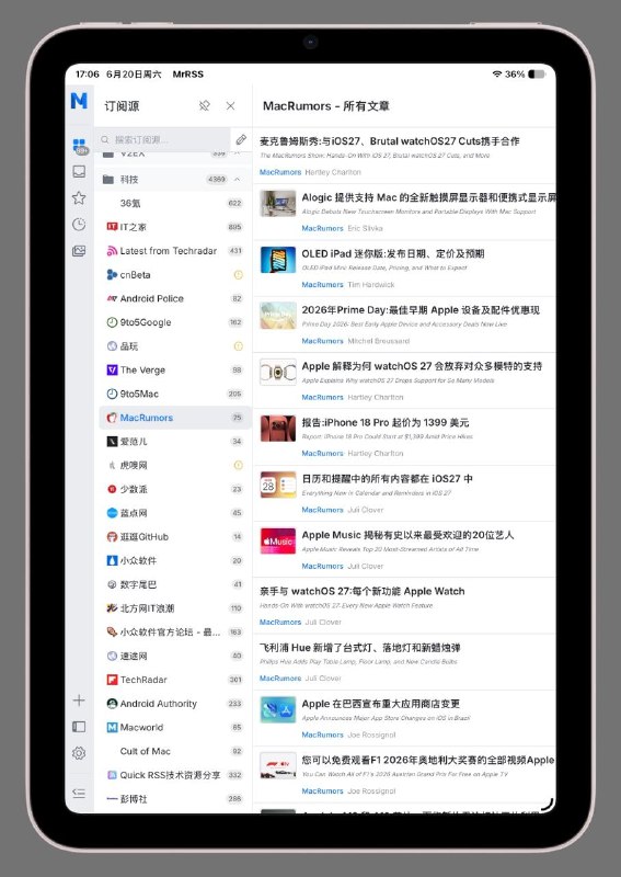 我把MrRSS的Server版也修了一下，现在移动端浏览器就也能使用MrRss踩了几个 server 版的坑也一并修了:• OPML 导入原本用桌面原生对话框,网页版弹不出 → 改成浏览器选文件上传 • http 局域网访问下浏览器禁用剪贴板 → 加了 execCommand 兜底现在导入、翻译、AI 摘要、复制全可用,墙外源 NAS 也能直连抓到
